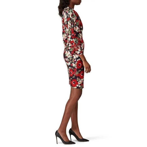 Alexia Admor Black Red Dolman Sleeve Floral Sheath Dress $225 - Picture 4 of 10